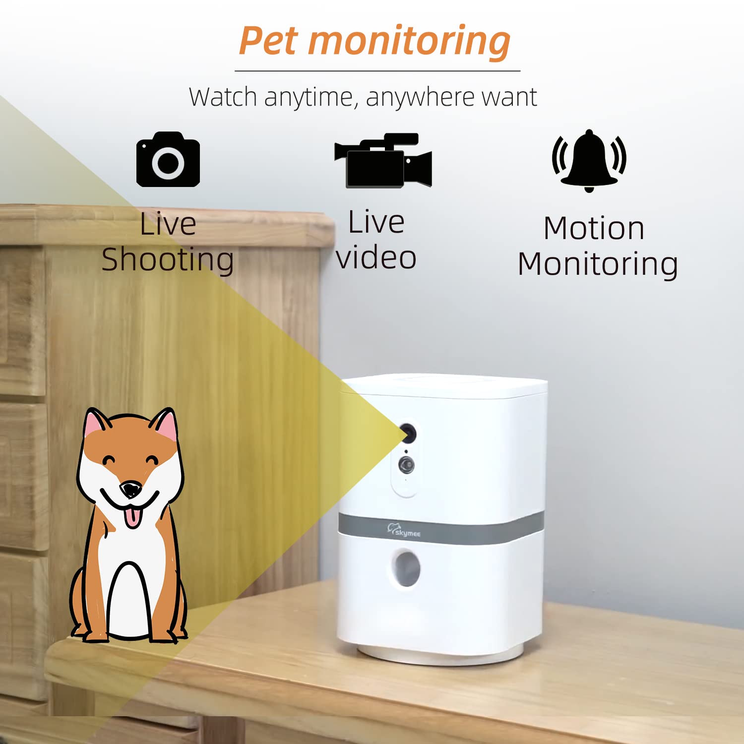 Petalk AI II Dog Camera Automatic Treat Dispenser, 5G WiFi Pet Camera with 180° Pan Full-Room View,Night Vision,Two Way Audio for Dogs and Cats,Compatible with Alexa - image 4