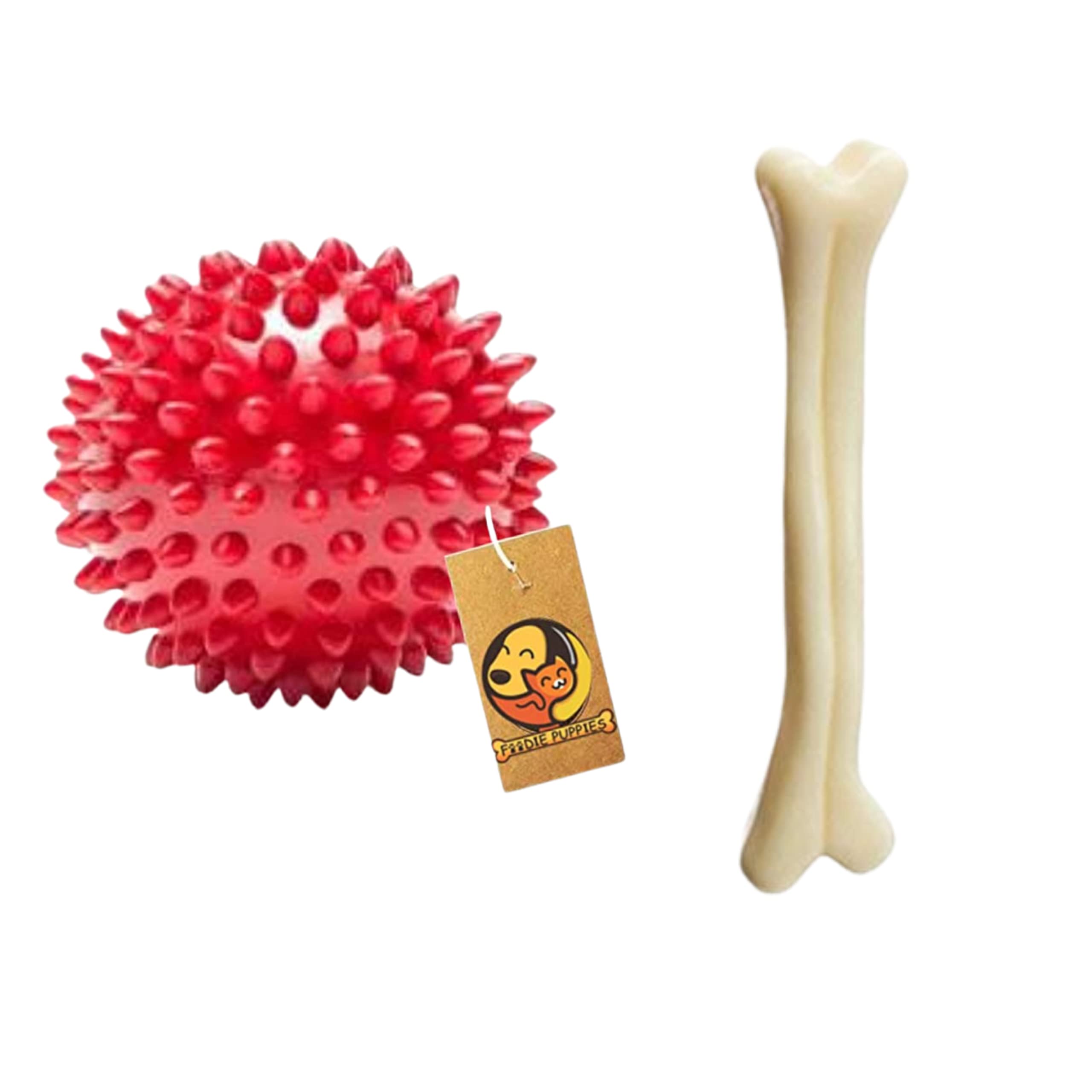 Foodie Puppies Chew Toy Combo of Rubber Spike Ball & Nylon Bone for Training Purpose, Dental Health of Dogs & Puppies (B09JP5T1FF) Amazon Price History, Amazon Price Tracker
