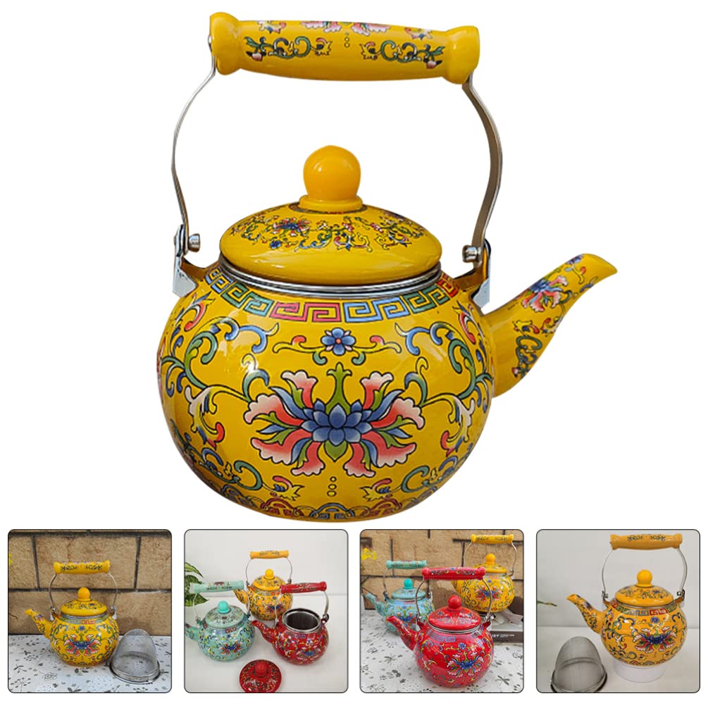 Healeved Floral Enamel Tea Kettle - 2.2L, Induction Compatible -5 Healeved Floral Enamel Tea Kettle - 2.2L, Induction Compatible -5