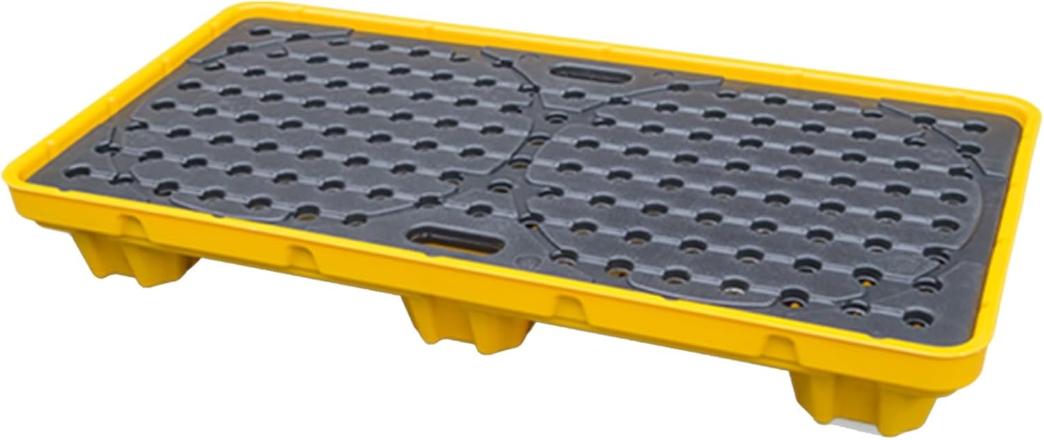 Spill Containment Pallet, Oil Tank Spill Tray, Spill-Proof Modular Platform, Yellow & Black Spill Platform for Oil & Chemical Safety, Heavy-Duty Spill Control Solution