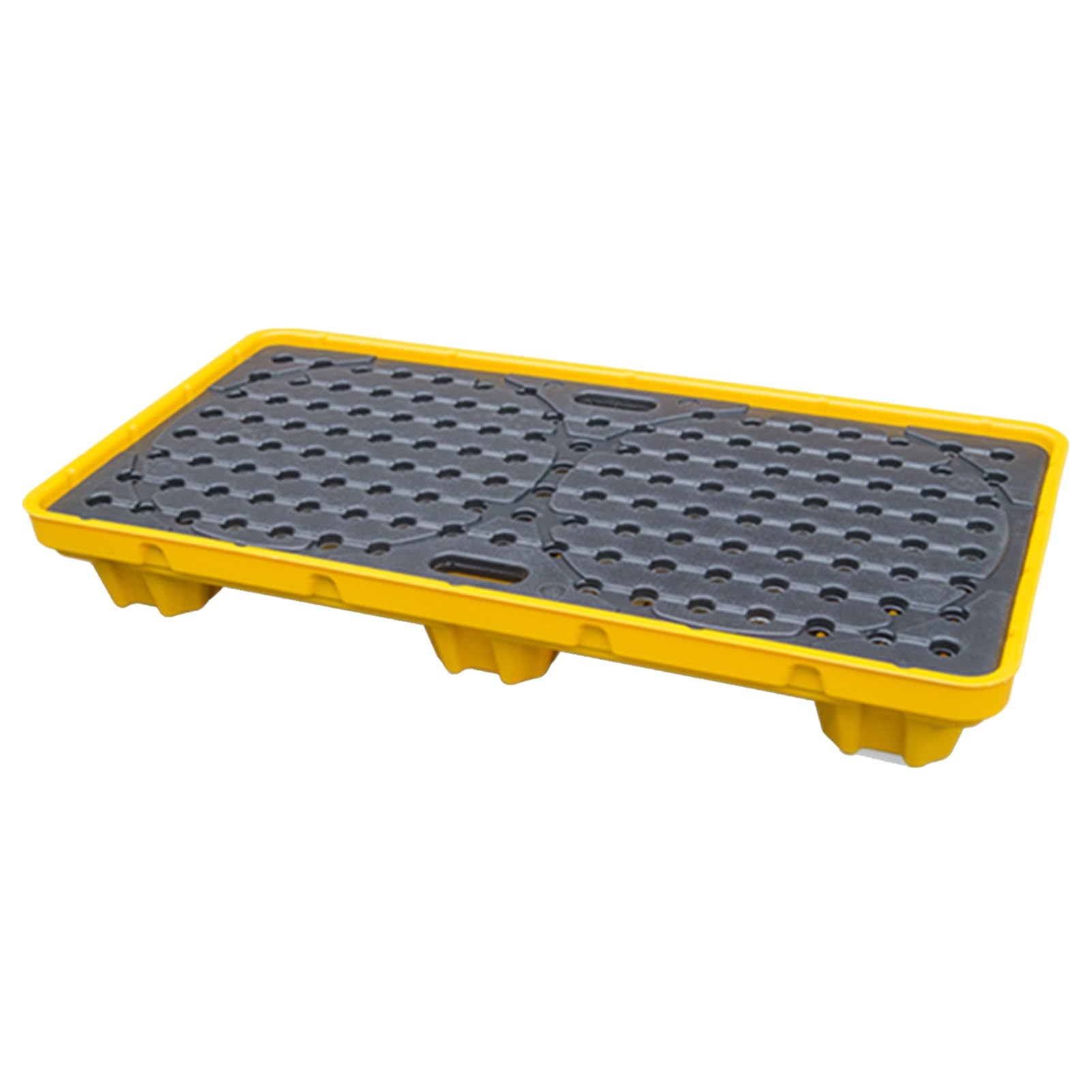 QUSYZD Modular Spill Containment Tray, Yellow & Black Polyethylene Platform for Oil Drums, Leakproof Spill Control Solution for Warehouses & Factories, Flat Top Gra,49.21x25.59x6.69in/125x65x17CM