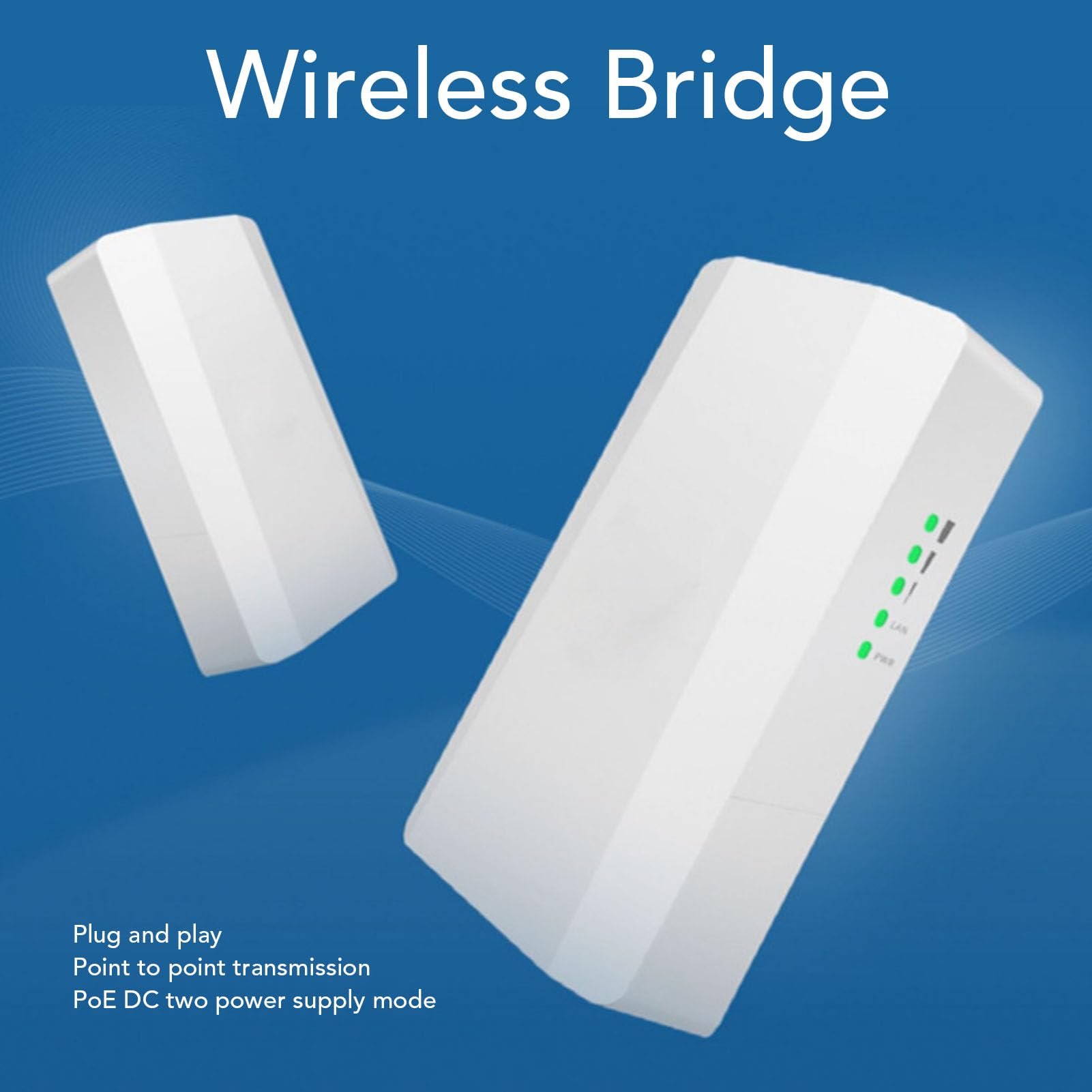 Bridge Wireless 2.4G, Ponte Internet Impermeabile IP65 Punto a Punto CPE Esterno 300 Mbps a Lungo Raggio, Antenna Ad Alto Guadagno, 2 Ponti, Ponte WiFi per Ascensori Fino a