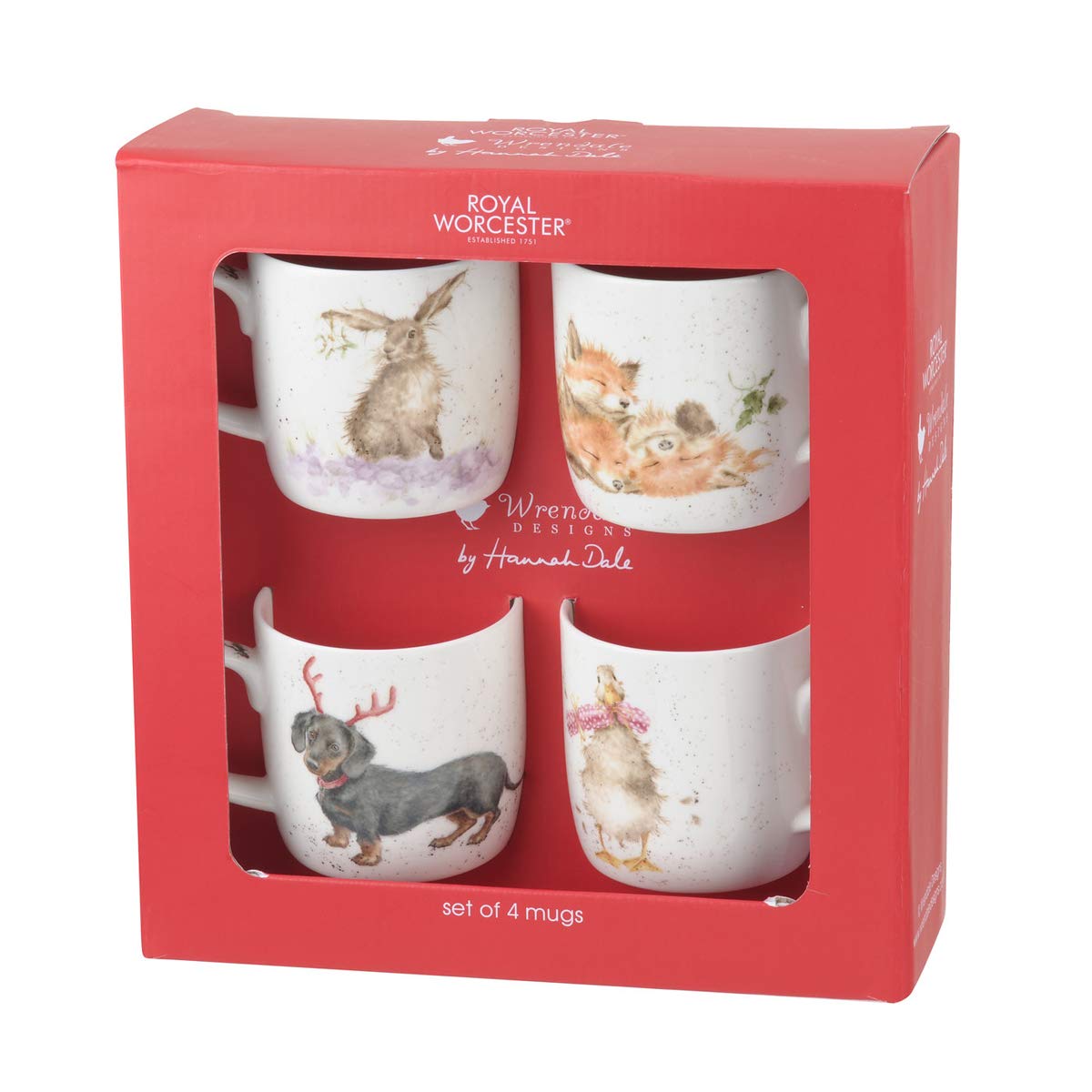 ROYAL WORCESTER WRENDALE Weihnachtsbecher-Set, 4 Stück