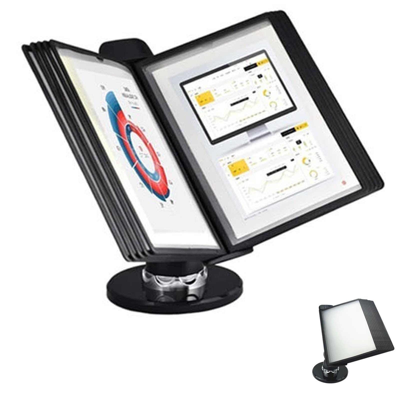 HTTGDGDH File Organizer For Desk - Desktop Reference System, 10 Display Pockets, Adjustable Desk Flip File Holder, Desktop Reference Organizer, For Office Display And Storage A4,