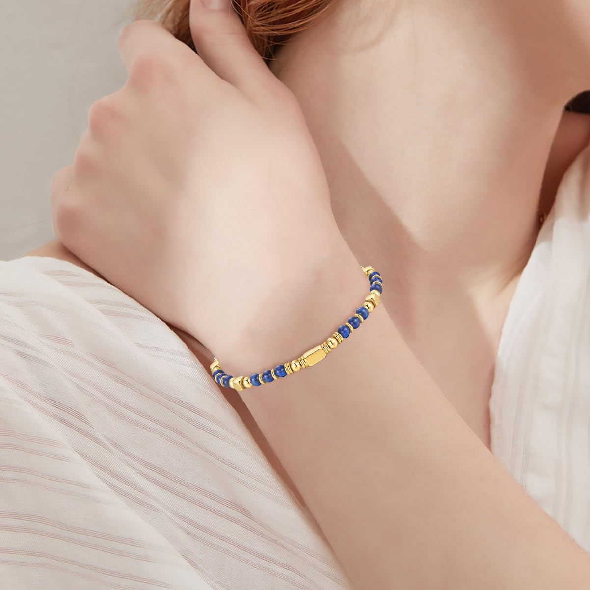SIUMAL Bracciali Donna, Bracciale Bohémien in Pietra Naturale e Acciaio Inossidabile per Donna, Regalo Di Compleanno, Regalo Di Natale per La Mamma