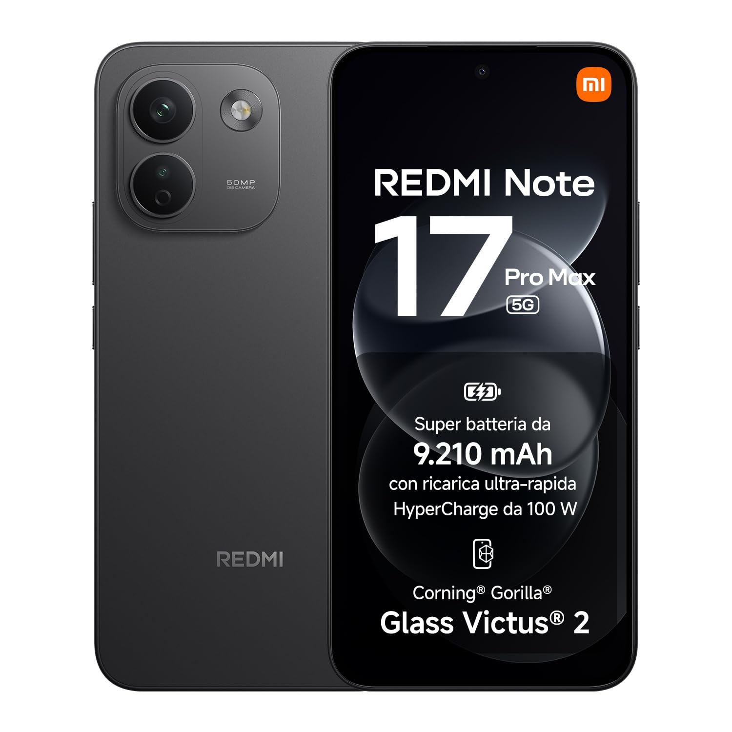 REDMI Note 17 Pro Max 5G, Smartphone 8+512GB, Black, Batteria 9210mAh | Snapdragon® 6 Gen 5, Fotocamera OIS 50MP, HyperCharge 100W, Resistenza IP66/IP68, Flagship Display, Xiaomi HyperAI