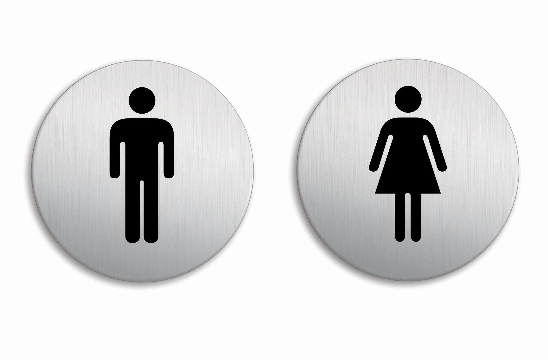 Targhetta Porta WC In Alluminio - &Oslash;100mm, Autoadesiva, Design Moderno