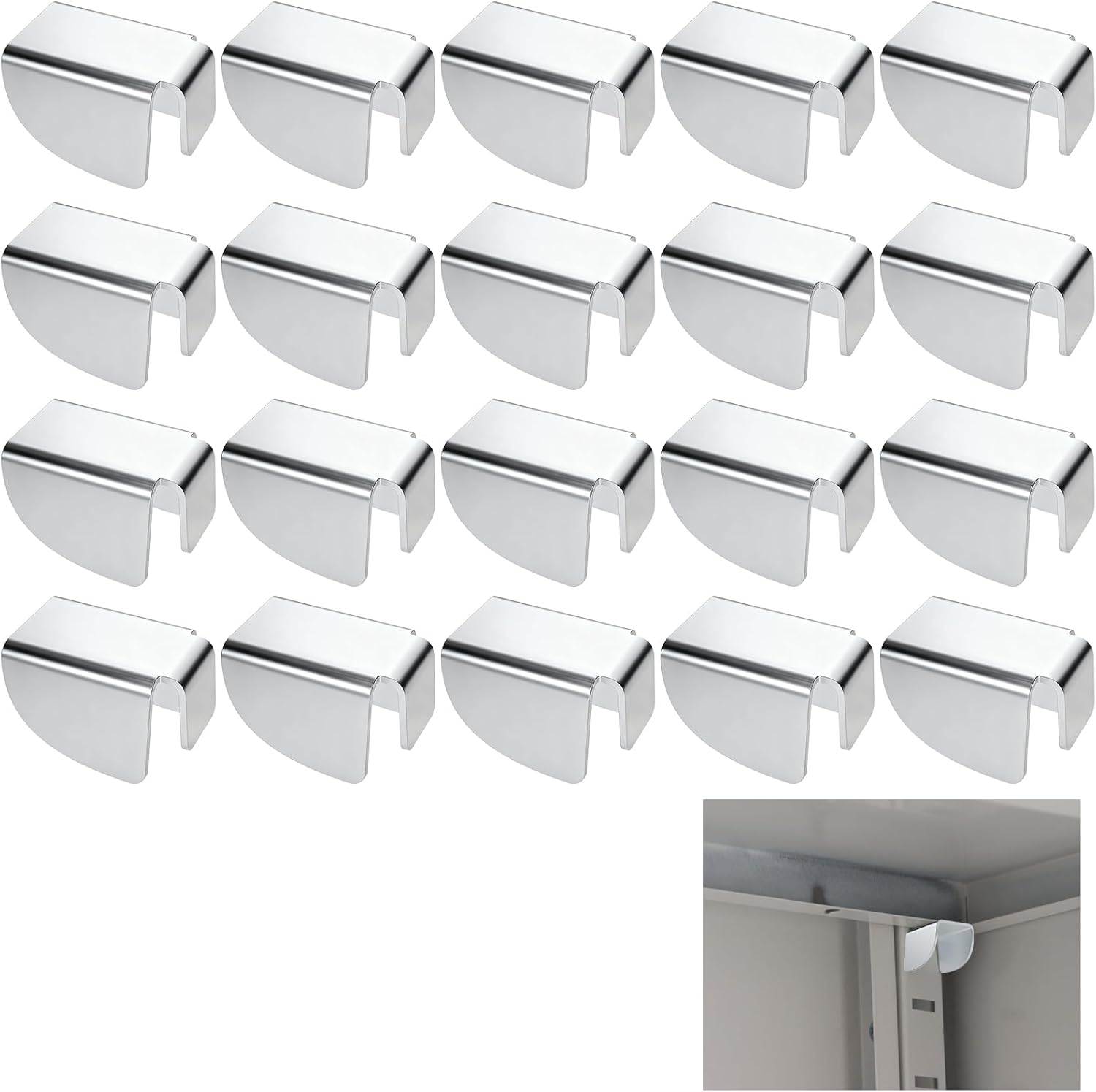 20 Pack Medicine Cabinet Shelf Clips, Metal Shelf Clips Bracket Replacement, Removable Shelving Support Clips Attachement, Easy to Install, Ideal for Garage Cabinet and Kitchen Storage Cabinets