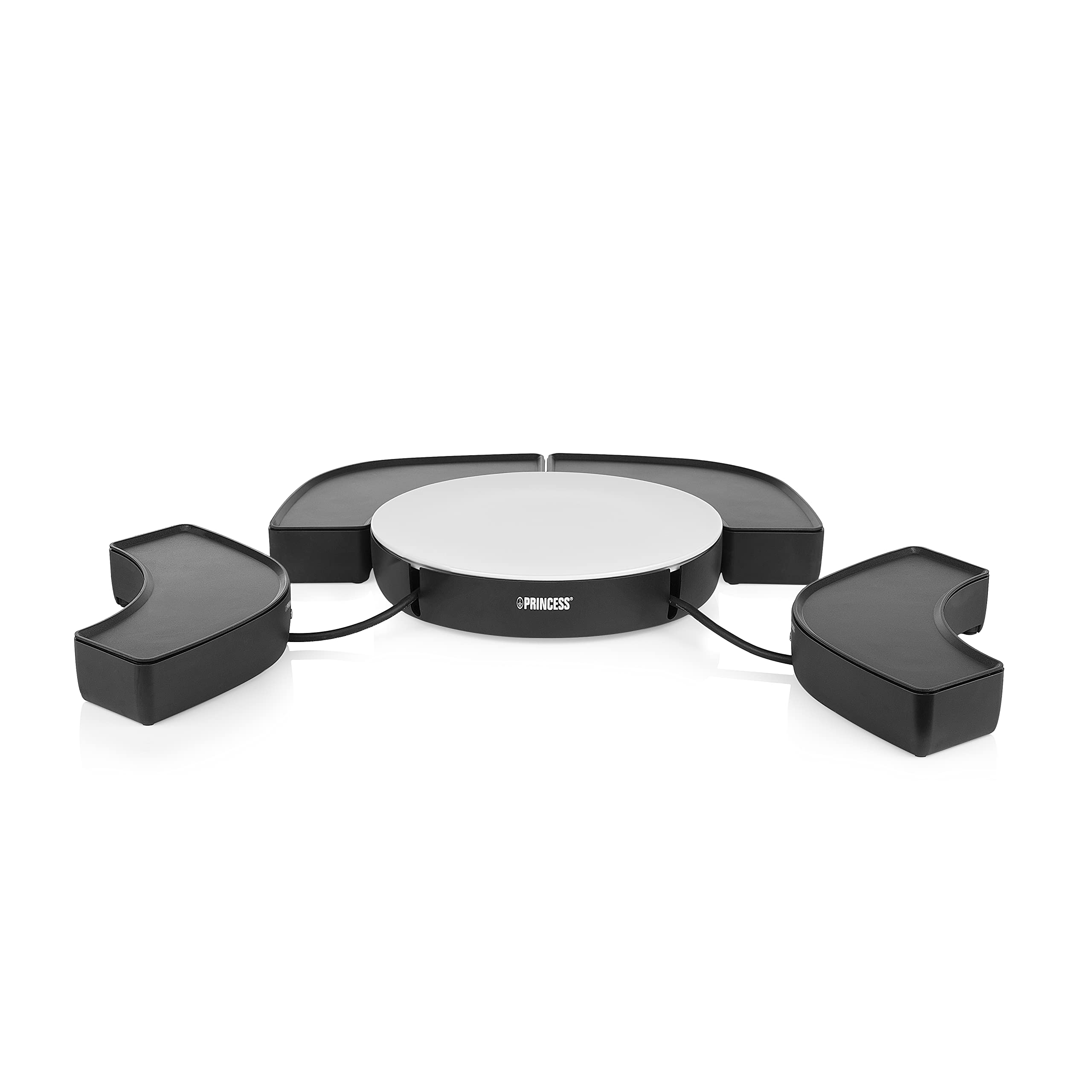 Grill stołowy Princess 103070 Dinner4All Circle - cztery oddzielne płyty do grillowania - jednostka centralna z glinianym talerzem do serwowania - moc 4 x 250 Watt