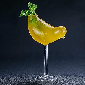 Cocktail Glasses Bird Shaped Cocktail Wine Glass 5oz/150ml Set of 2 Drinking Unique Champagne Coupe Glass Bird Shape Martini Goblet Cups 2pcs Glassware for KTV Home Bar Club