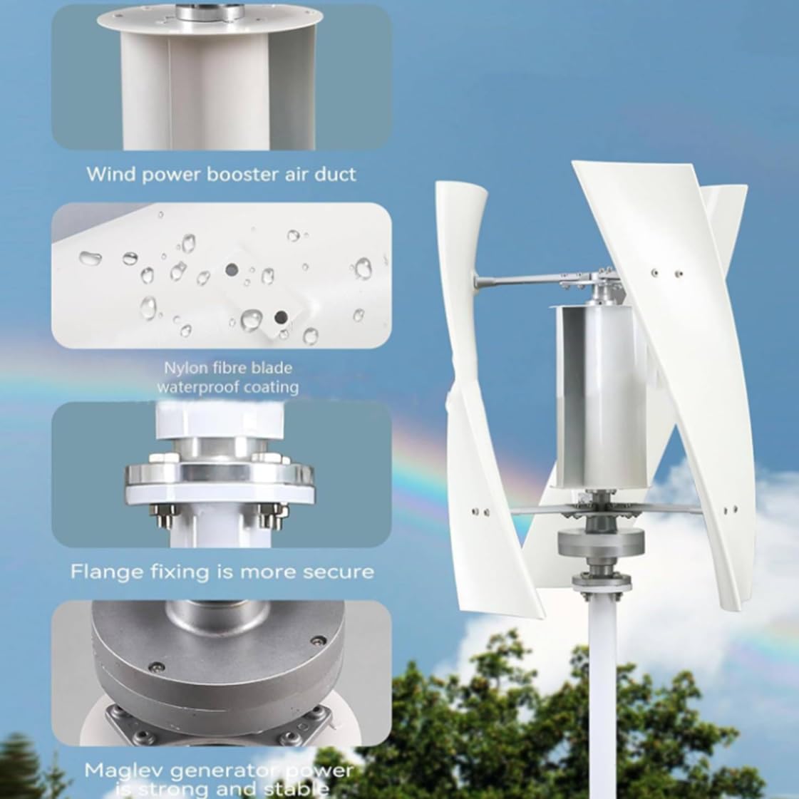 Générateur d'éolienne 3000W/8000W,12V 24V 48V 220V avec 3 pales,générateur d'éolienne Verticale, générateur à Aimant Permanent, kit d'éolienne pour éolienne Hybride solaire,3000W-220V