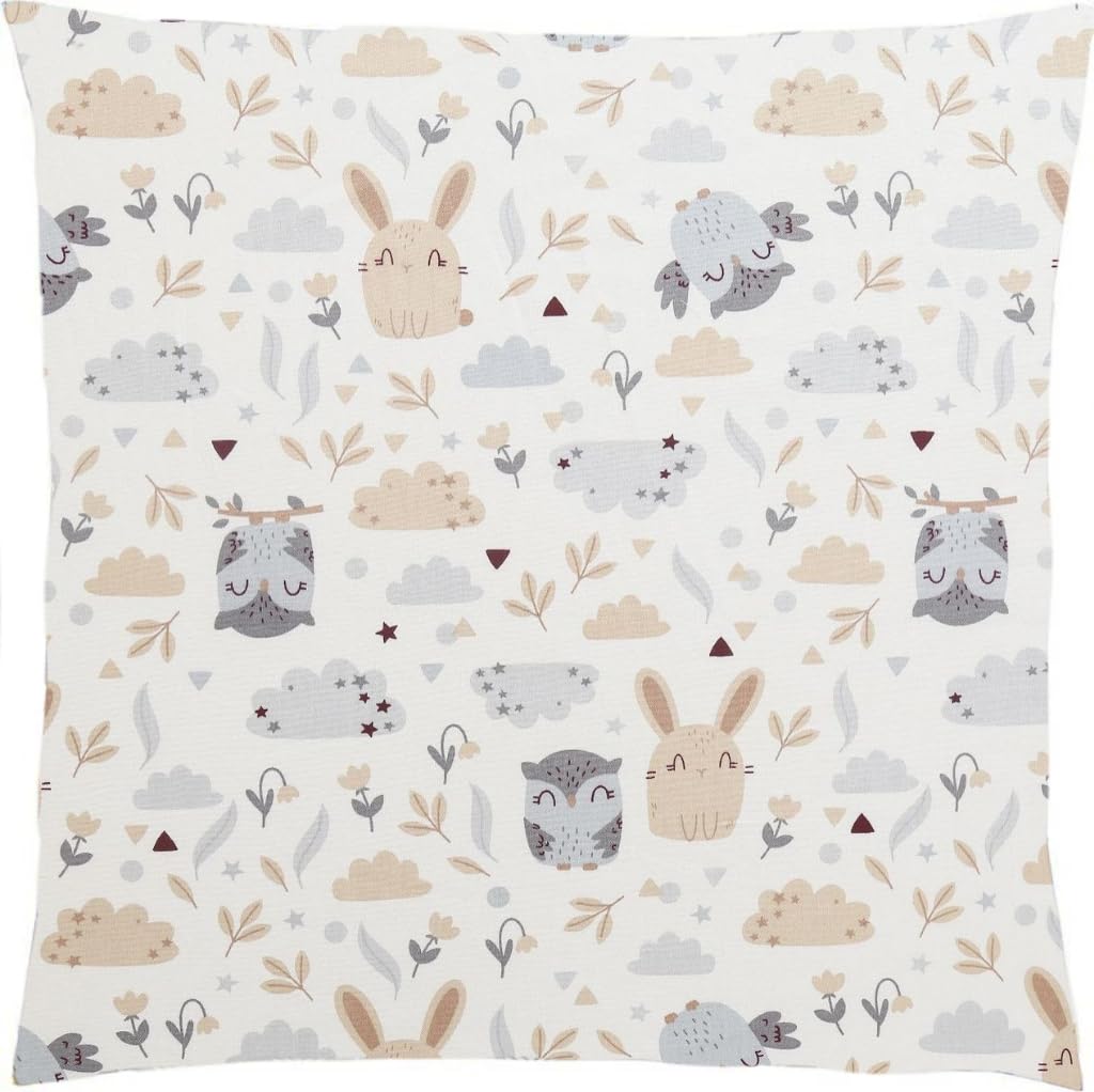Kinder Kissenbezug Dekorativ Gemustert 80 x 80 cm, 1 Pack Baby Kleinkind Kissen Kissenbezüge für Kinderwagen, Bio Baumwolle Kopfkissenbezug mit Reißverschluss