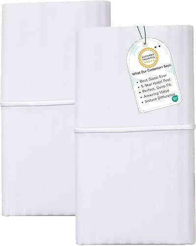 Feather & Stitch 100% Cotton Standard Pillow Covers Set of