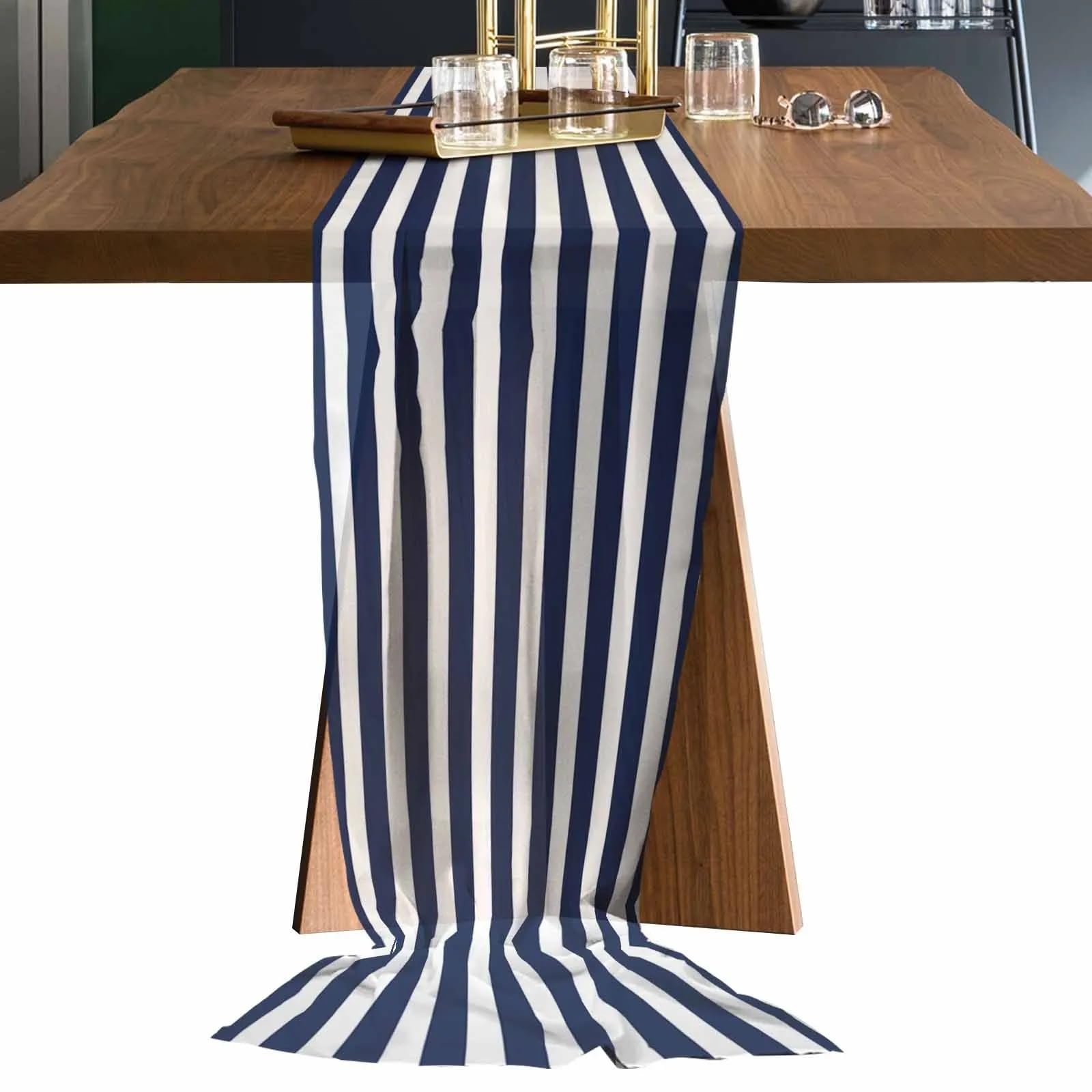Tapetes para Mesa Camino de Mesa de Gasa Simple con Rayas Rosas for Cocina, Sala de Estar, Boda, Mesa de café, decoración, Camino de Mesa de Gasa Estampada(Color13,69x304cm)
