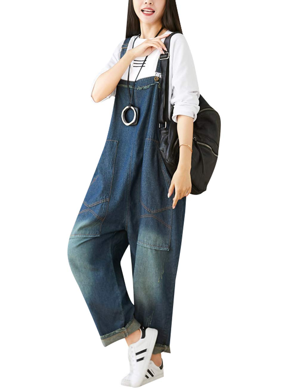 Femmes Salopette ample Sangle réglable Denim Combishort Combinaisons Salopette