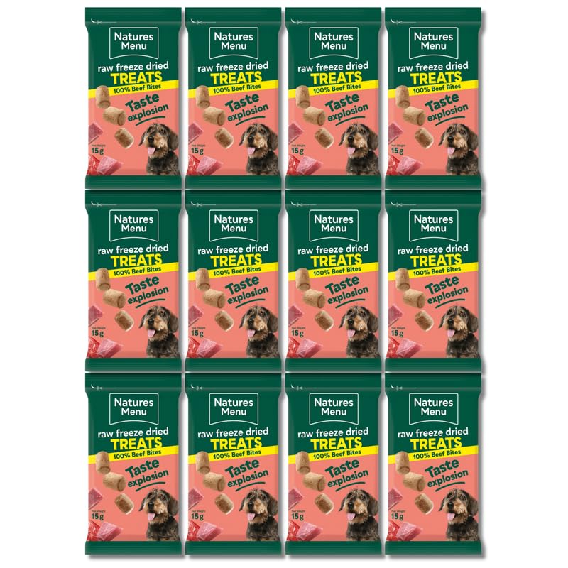 Nature's Menu Beef (12 x 15g) Freeze-Dried Meat Bites – Training Treats for Dogs