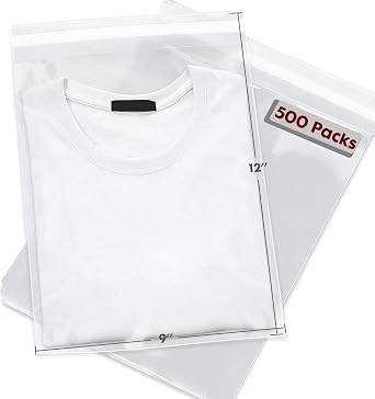 Hengu 9x12" 500pc Poly Self Sealing Bags, Clear Reclosable Storage Plastice Zipper Bag, 2Mil