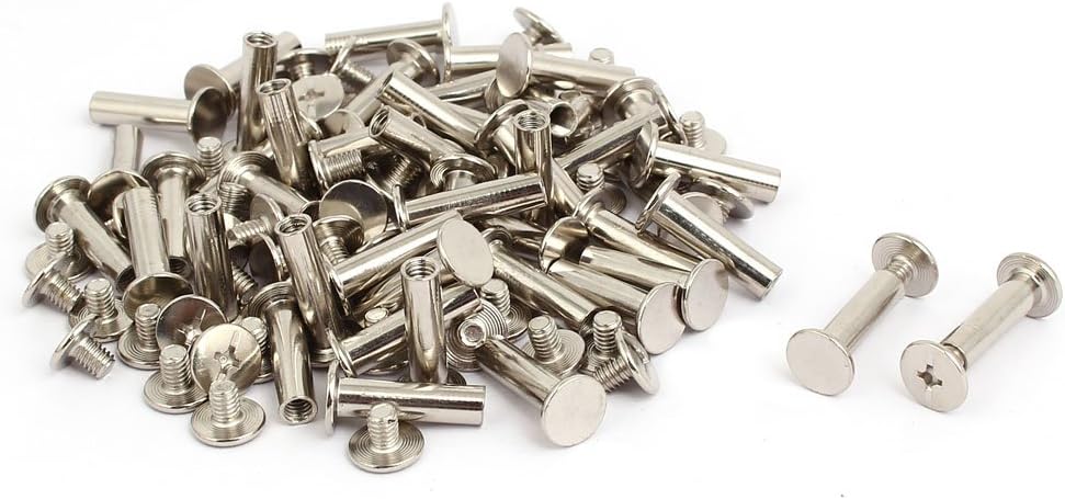 Uxcell Screw Post Fasteners - 10 Sets, Carbon Steel, Fits 5mm Holes, For Leather, Belts, Books, DIY Projects
