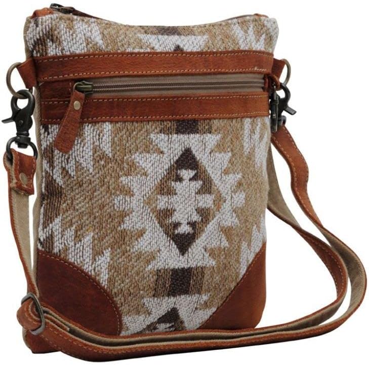 Myra Bag Aztec Purse for Women - Canvas Bag with Real Leather Detailing, Boho Handbags for Women, Cute Western Purse