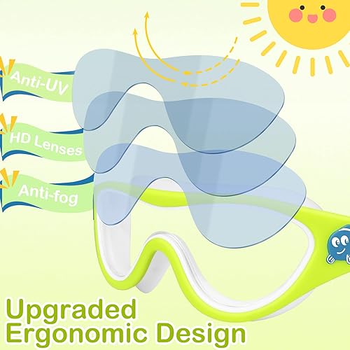Miniatura 3 de Gafas de natación para niños de 3 a 15 años, paquete de 2 gafas para nadar con decoración de peces, multicolor, sin fugas