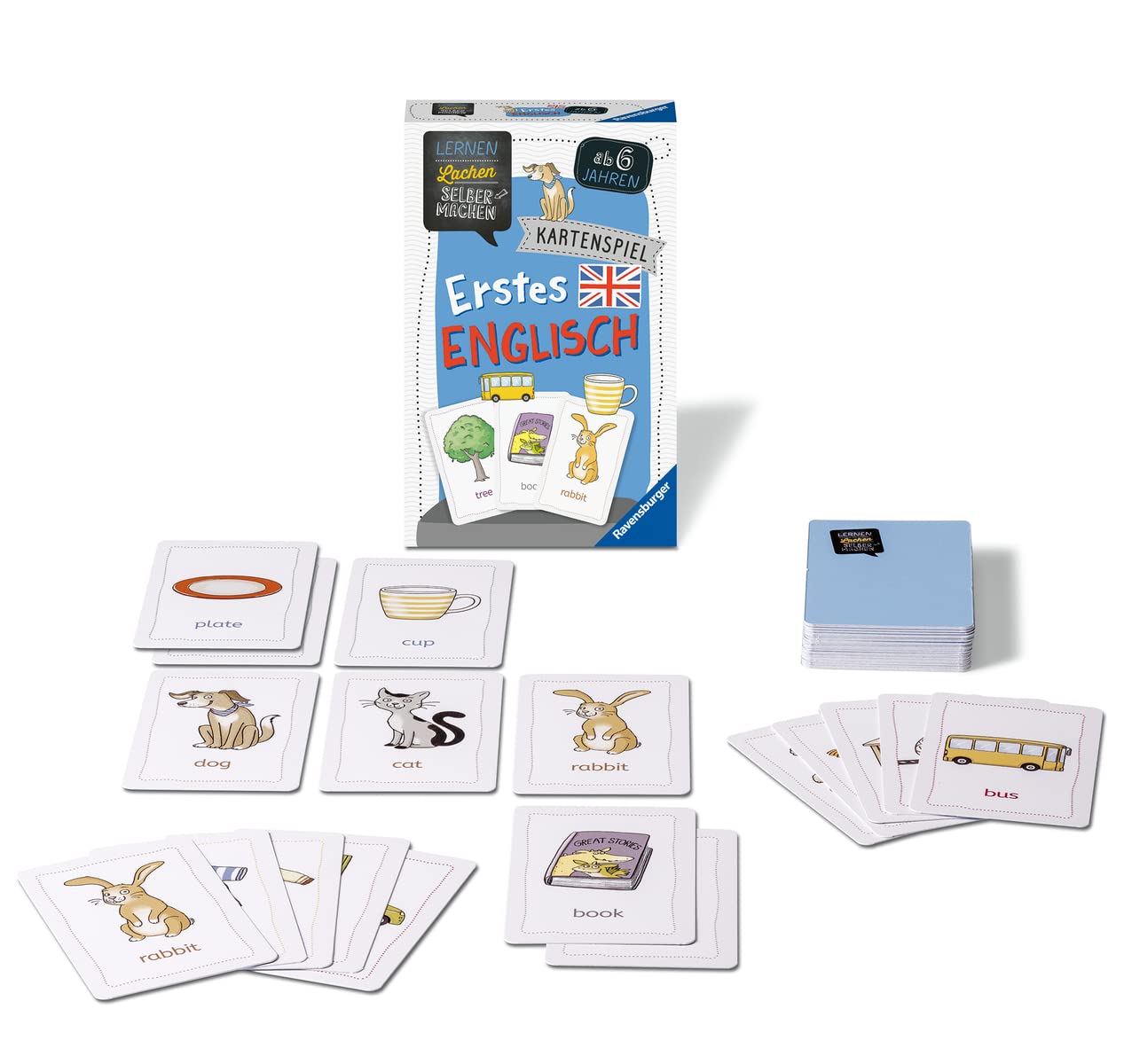Ravensburger Bingo Primer Inglés – Juego De Cartas Educativo Para Aprender Inglés, 4 Variantes (Snap, Bingo, Time For Two, Double Down), Para 1-4 Jugadores +6 Años, Incluye QR Con Pronunciación