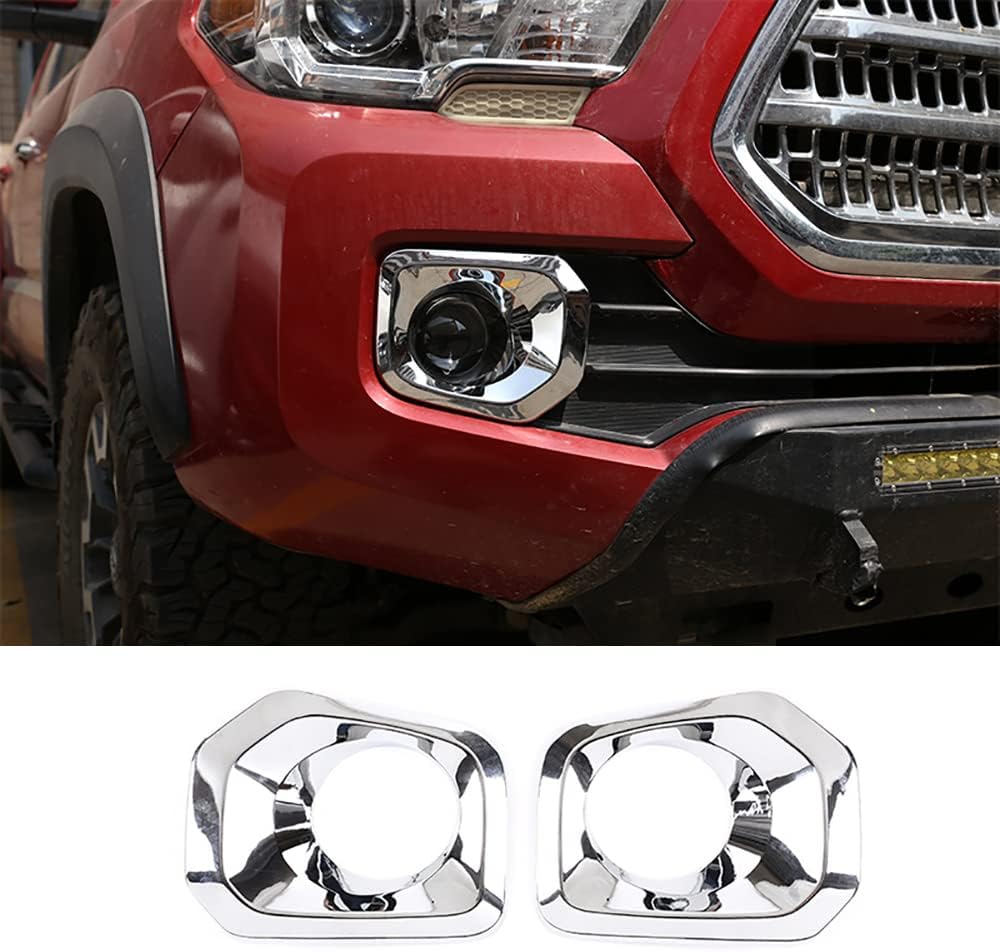 ERIDANUS Auto Accessories For Toyota Tacoma 2020 2019 2018 2017 2016 Front Fog Light Lamp Cover Trim (Chrome Silver) ABS 2 PCS