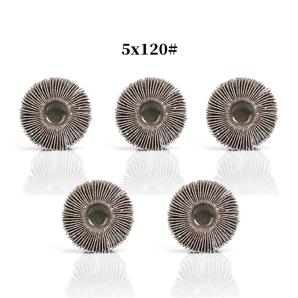 5PCS Flap Wheel Set,3.1”X 1”X1/4” Sanding Sandpaper Flap Wheel Disc,120