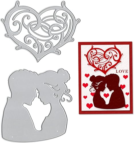 Troqueles de fondo de metal para San Valentín para hacer tarjetas, marco de encaje de corazón para decoración de bricolaje, papel, manualidades,