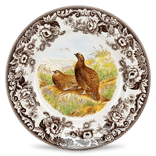 Spode Woodland Dinner Plate, Red Grouse | 10.5 Inch | Hunting Cabin, Lodge, and Cottage Décor | Made in England from Fine Earthenware | Microwave and Dishwasher Safe