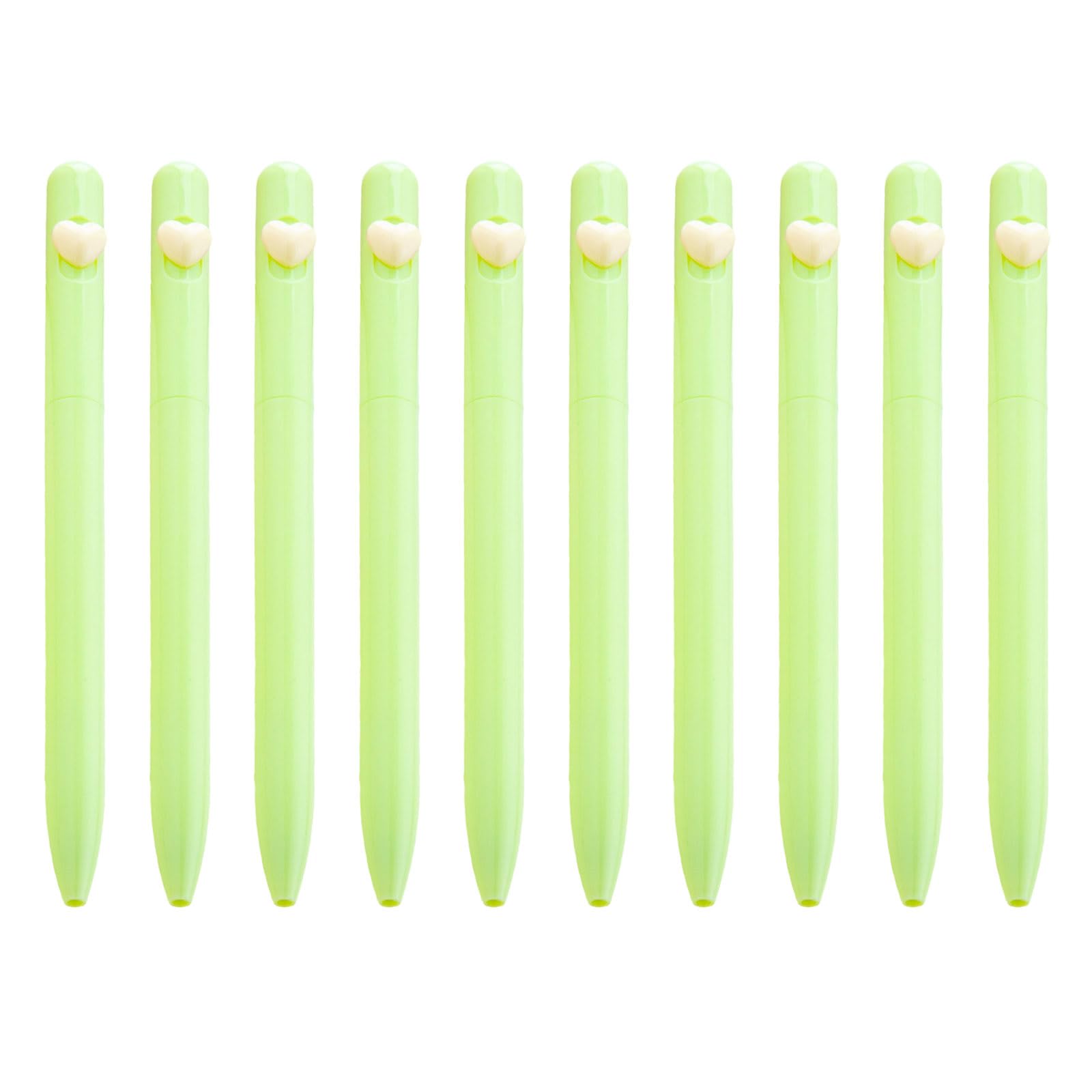 Buxuaaaa 10pcs 1.0mm Ballpoint Pen Smooth Writing Pen Black Inks Stationery Love Heart Ballpoint for School Oil