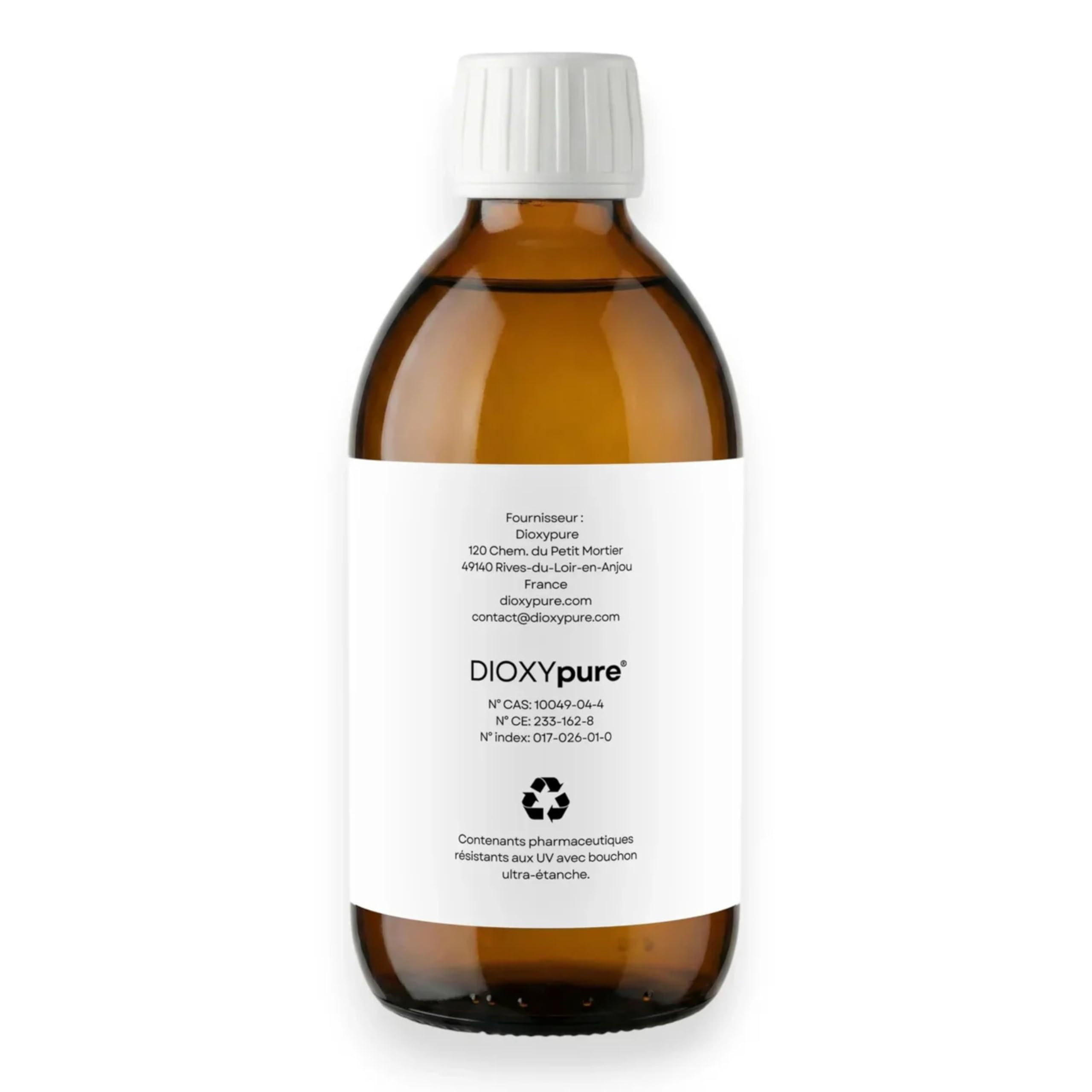 Solution de Dioxyde de Chlore - CDS - 3000 ppm - Gaz dissous dans l'eau (sans résidu) - Désinfectant - 500 mL - sans conservateurs ni substances ajoutées - Ultra Pure