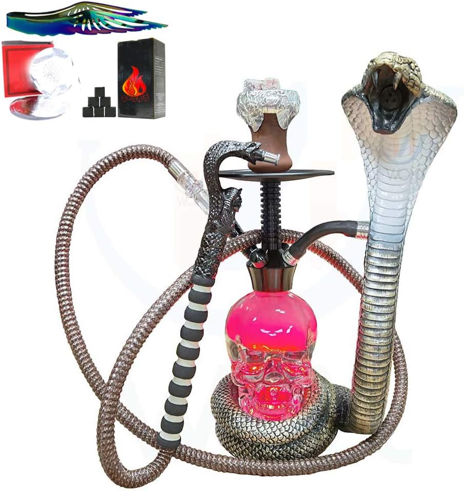Kit de Cachimba, Juego de Shisha Manguera Simple, con Tazón de Cachimba Y Varilla de Aluminio con Material de Resina de Luz LED, Juego Completo de Cachimbas,Rojo