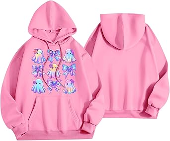 Halloween Hoodies for Women 2025 Fall Fashion Long Sleeve Cute Ghost Graphic Lightweight Hoodie with Pockets