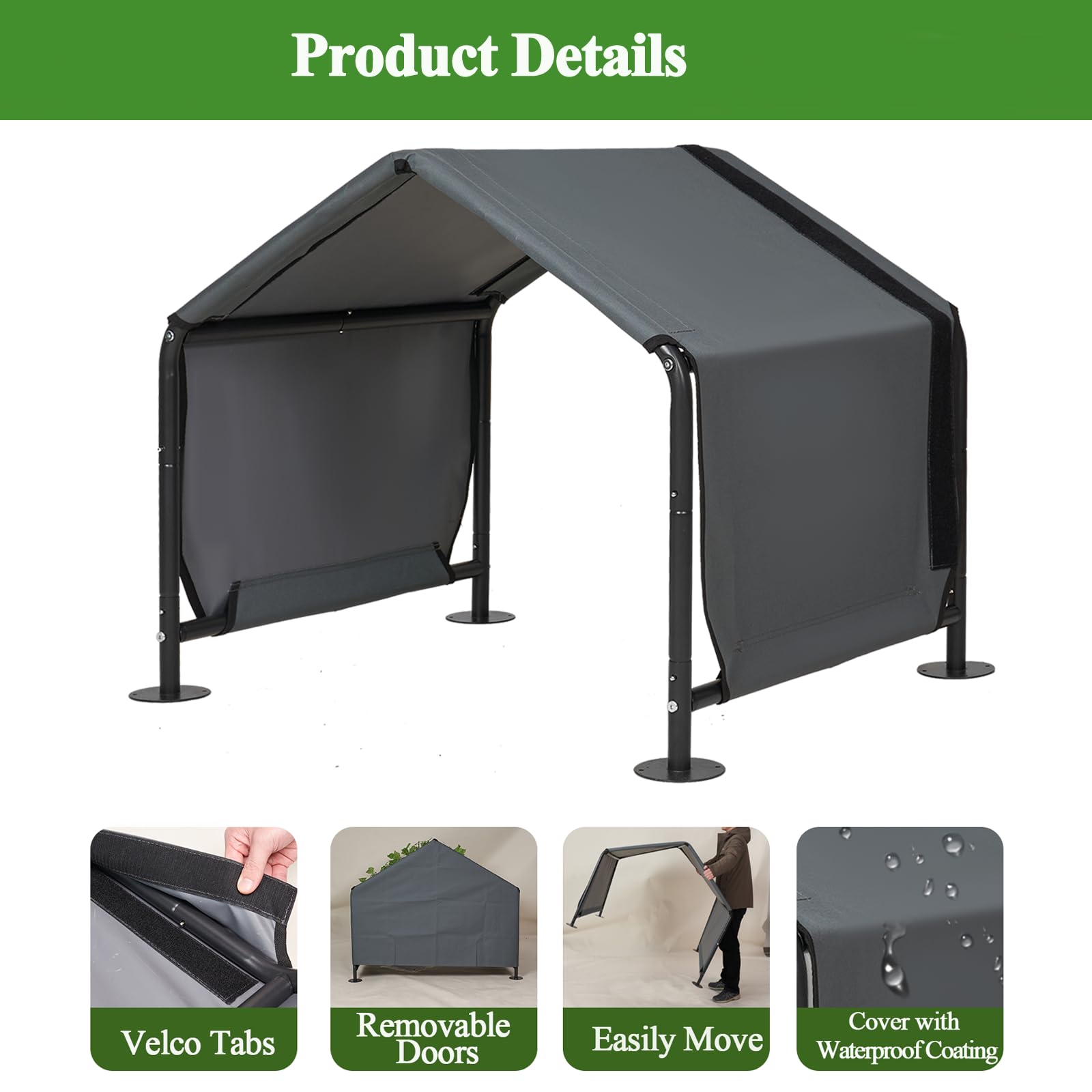 Grande riparo per cani – Tenda da esterno per animali domestici con porte aggiornate, tettoia esterna per sole e pioggia, per cani, gatti, piccoli animali e bestiame con copertura antipioggia