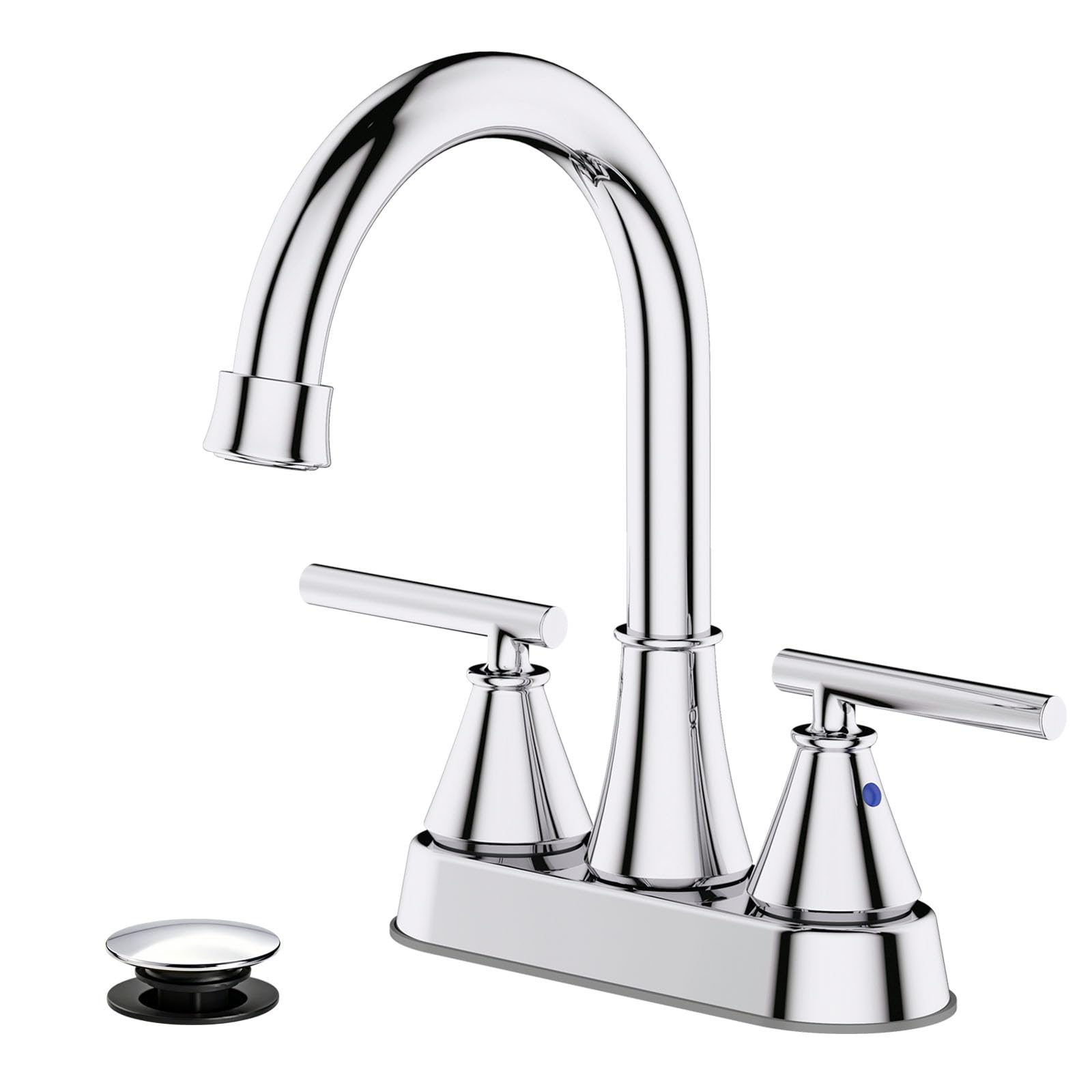 Bathroom Sink Faucet 4 Inch 2 Handle Centerset Brushed Gold Lead-Free Modern Bathroom Faucet Vanity Faucet with Pop-up Drain Stopper and Supply Hoses — Amazon image 11