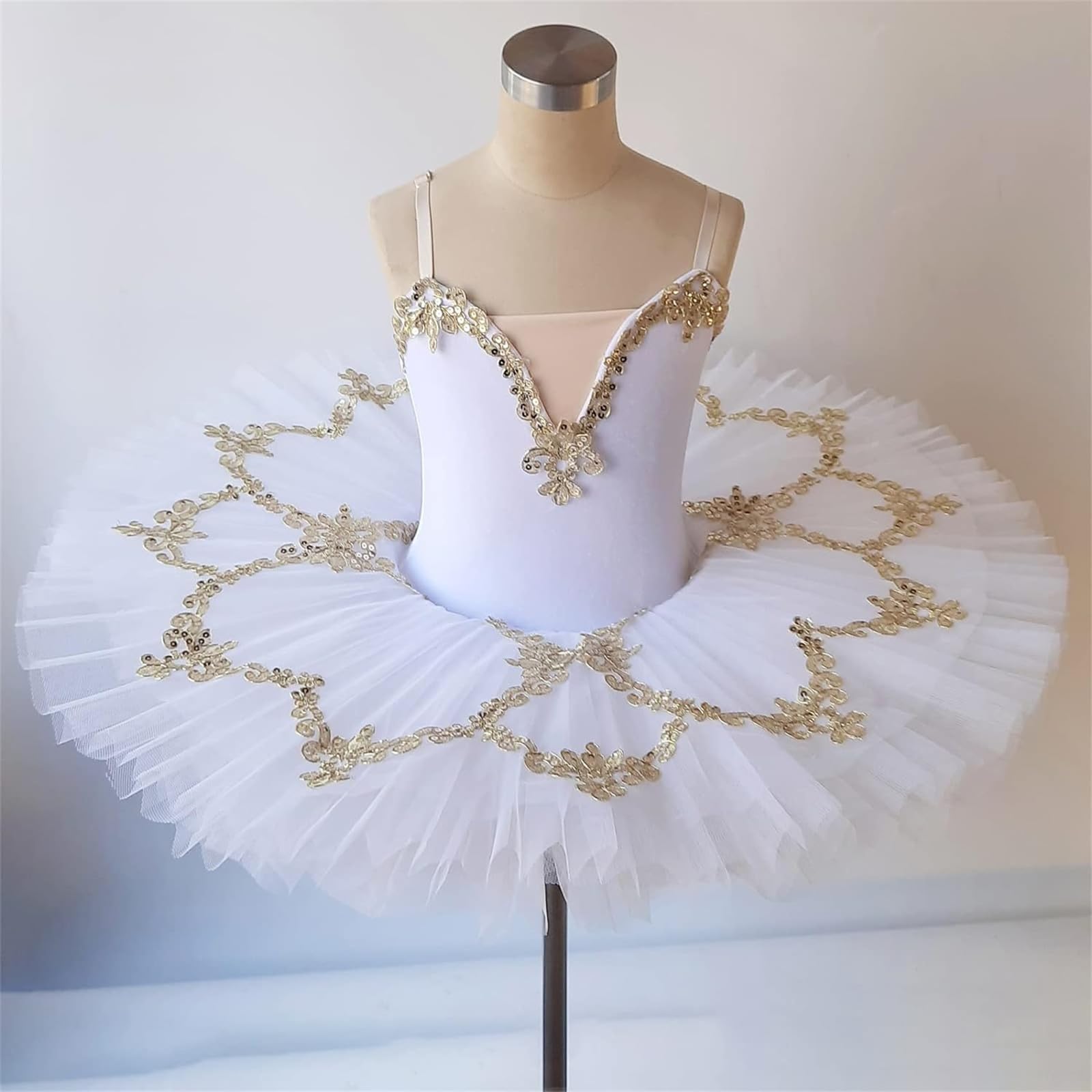 Filles Paillettes Justaucorps Tutu Ballet Robe sans Manches Camisole Ballerine Tulle Danse Jupes Enfants Cygne Vêtements Danse Patinage Ballerine Compétition Performance Costume