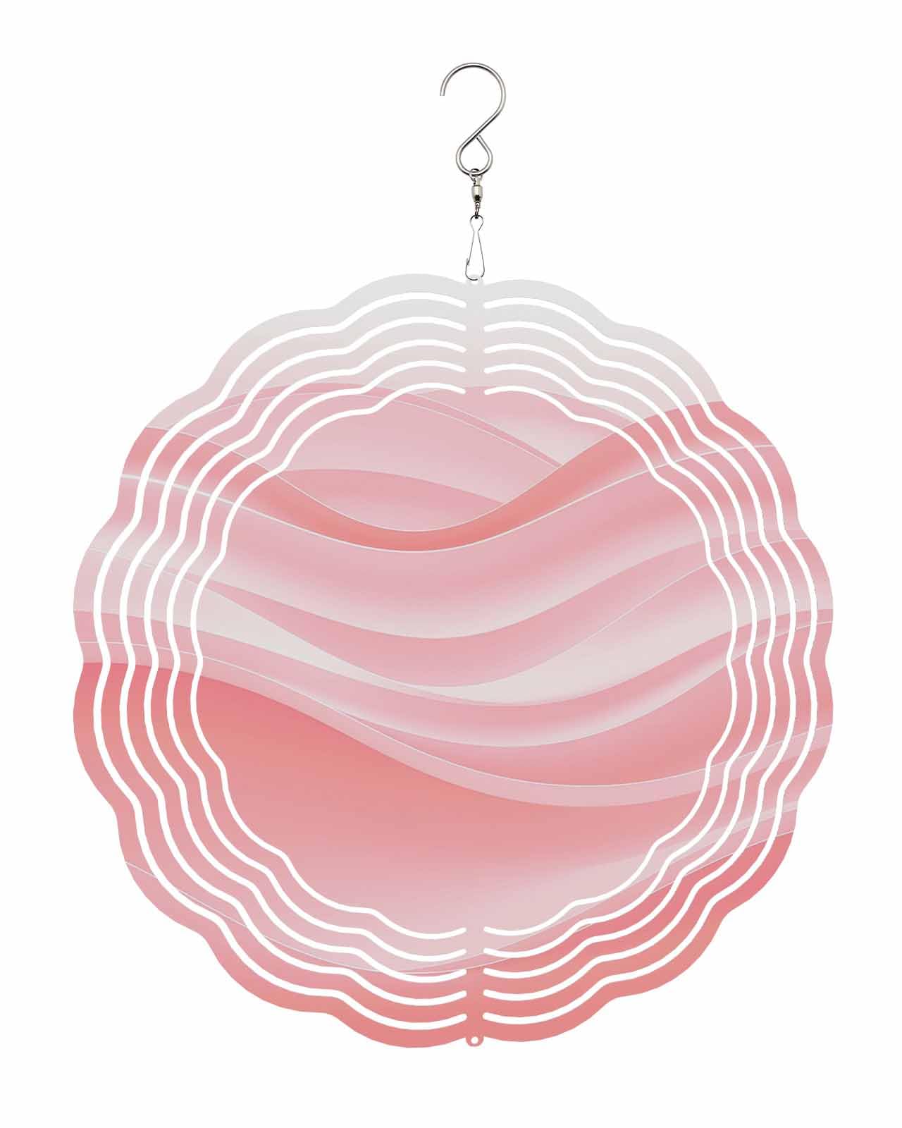 Abstract Wind Spinners, Gradient Pink Fluid Hanging Wind Spinners for Yard and Garden 3D Stainless Steel Metal Sculptures Crafts Ornaments 10 Inch