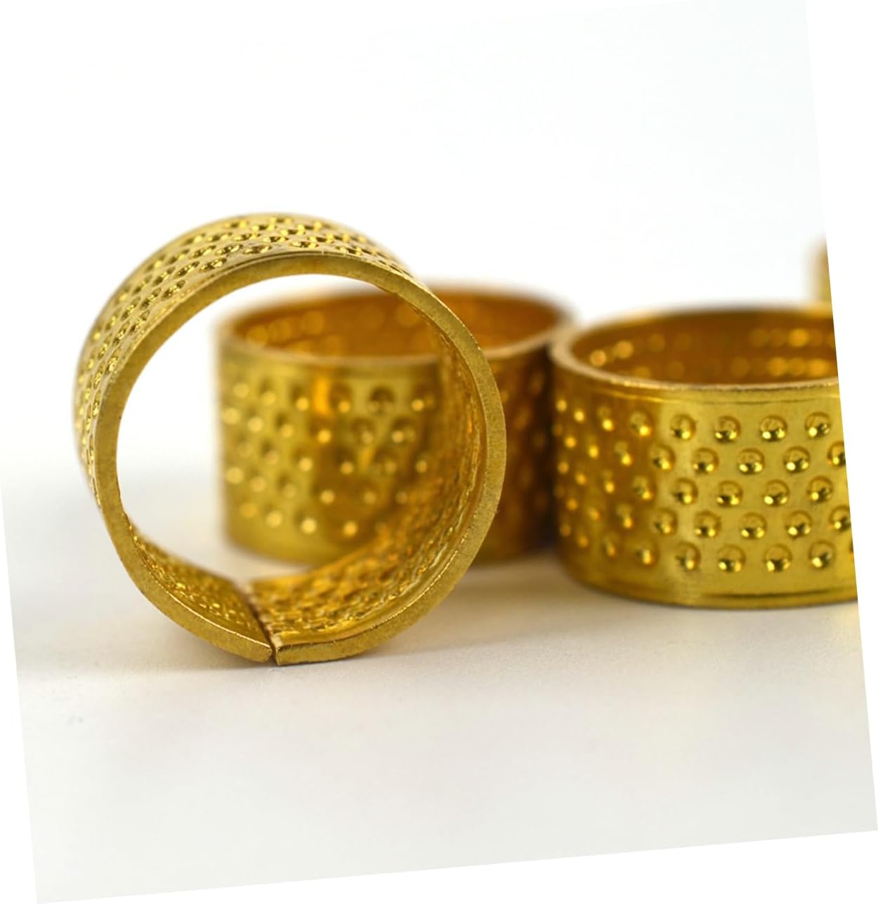 SHINEOFI 40pcs Quilting Thimble Finger DIY Craft Tools for Sewing Repairing Skid Resistant Golden Durable for Canvas
