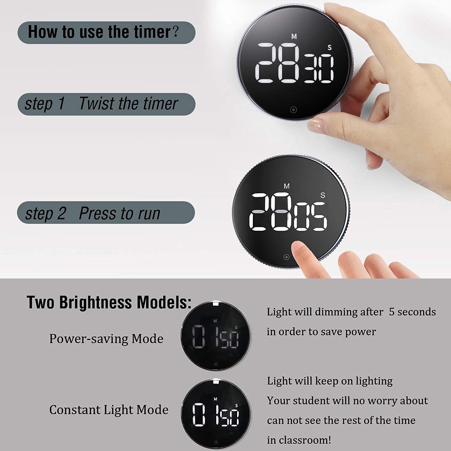 Large LED Display Digital Kitchen Timer With - Magnetic 199-Minute ...