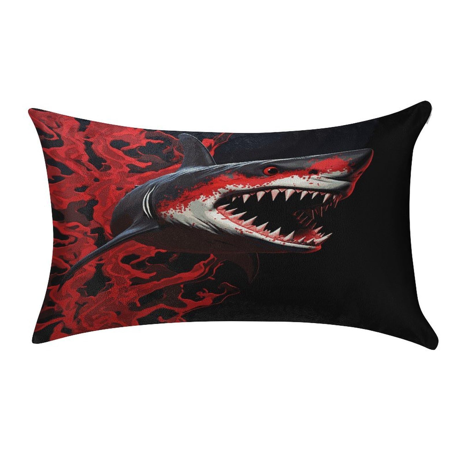 MUSM Red-Black Shark Pillow Case 12"X20" Luxury Velvet Throw Pillow Cover Fade Resistant Cozy Soft Pillowcases Pillow Protector Pillow Shams Lumbar Pillow Shells for Home&Gifts