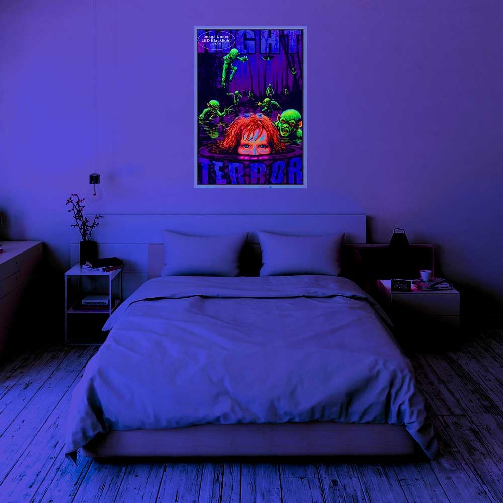 Arctic Aurora Animals Blacklight Poster - 23x35 Inches, Flocked, Glows Under UV Light