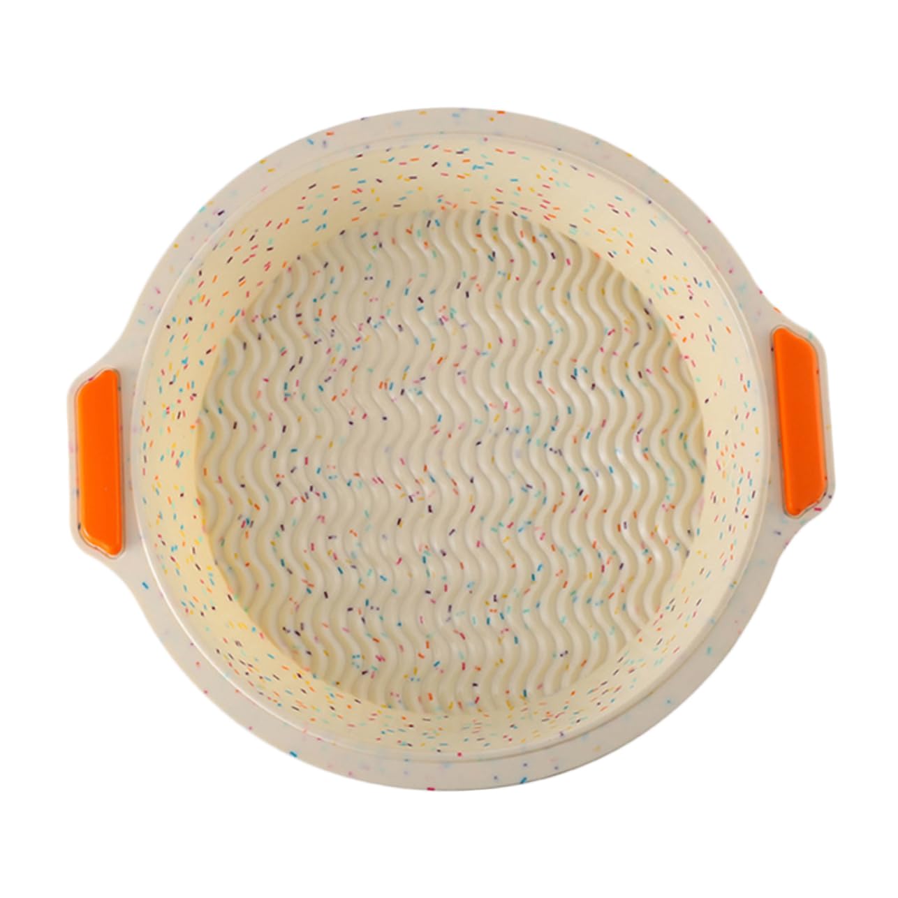 COLLBATH 1pc Colorful Dots Silicone Round Cake Thickened Binaural Non Stick Baking Tray for Cakes Biscuits and Bread Easy to Clean High Temperature Beige