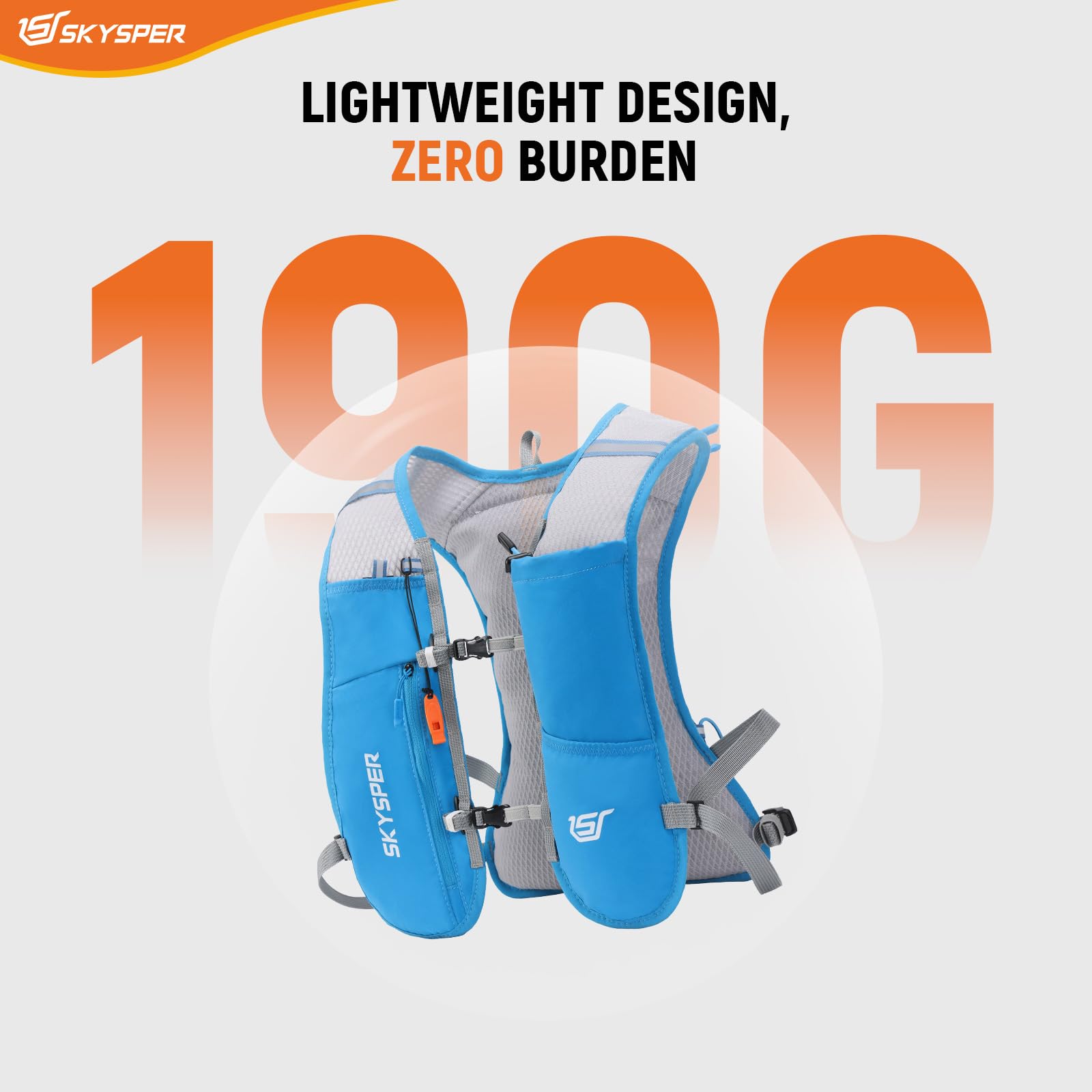 SKYSPER Zaino Idratazione 5L, Gilet Zaino Trail Running con Borraccia Morbida 500ml per Corsa Ciclismo Jogging Escursione