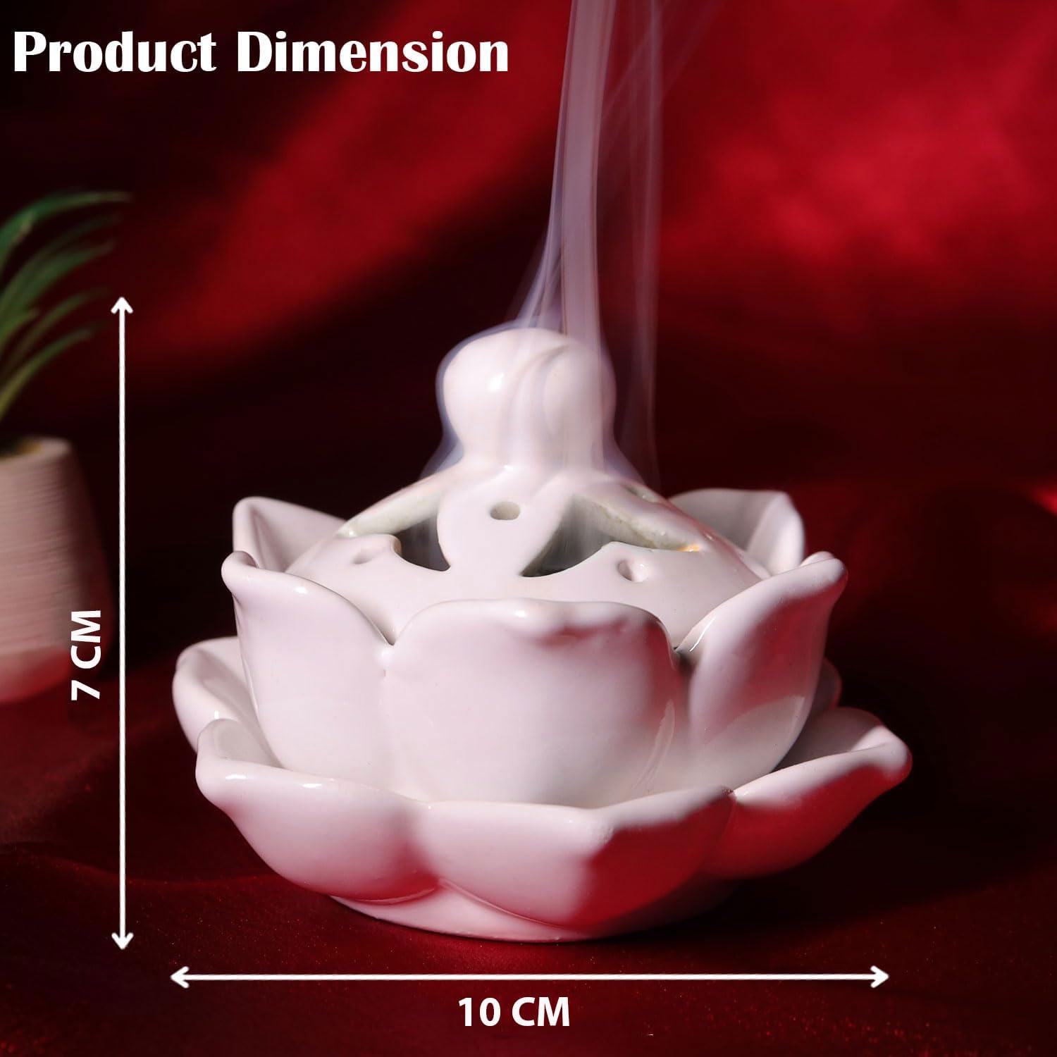 SIGNAMIO Ceramic Dhoop Stand - Sambrani Holder for Pooja -2