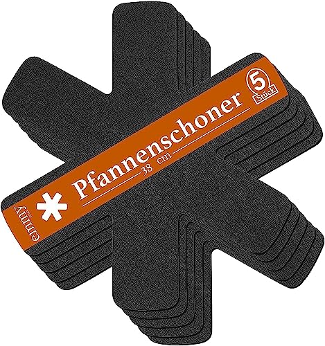 Emmy Home Lot de 5 protège-poêles en feutre - Protection empilable - 38 cm - Extra épais - Taille réglable