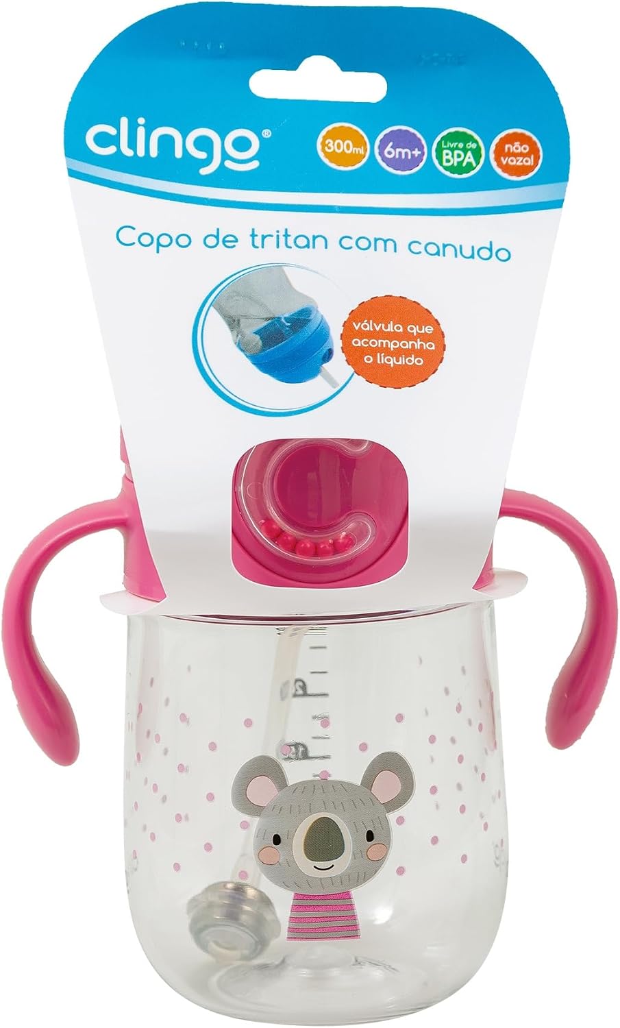 Copo de Tritan Com Alça e Canudo Retrátil - Coala