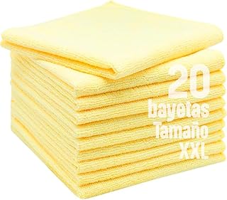 Clim Profesional 20 Bayetas de Microfibra Adi-Plus XXL Extra Grandes Color Amarillo Paños Multiusos 40x40CM Súper Absorbentes y Reutilizables. Limpieza en Cocinas, Hogar y Superficies