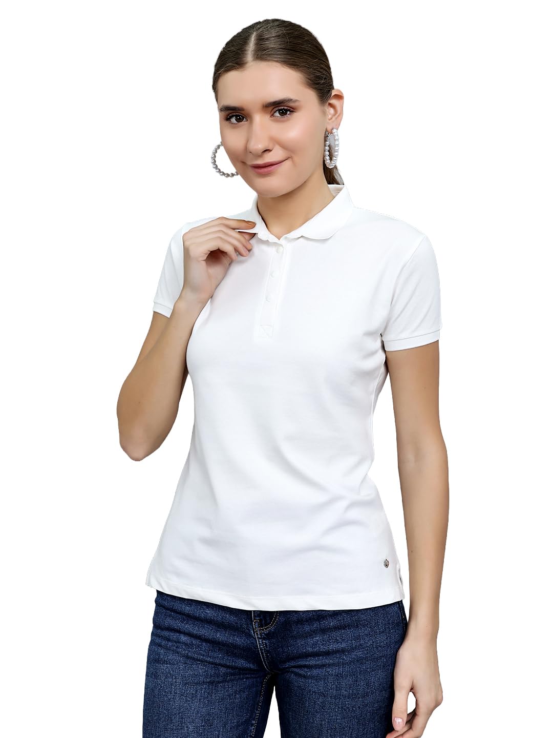 monte carlo Women's Regular Fit Half Sleeve Collar Plain T-Shirt | Stylish & Comfortable Women Tee| Everyday Wear Top for Women (Pack of 1)-picture-46