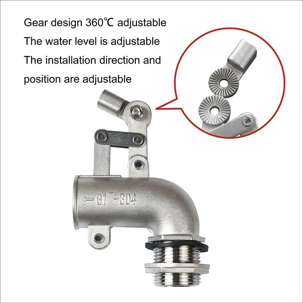 1/2, 3/4, 1, 1-1/4 Válvula De Flotador Ajustable De Acero Inoxidable 304 Tanque De Agua Interruptor De Flotador De Codo Depósito De Flujo Torre De Agua, 1/2 Inch, 1pcs