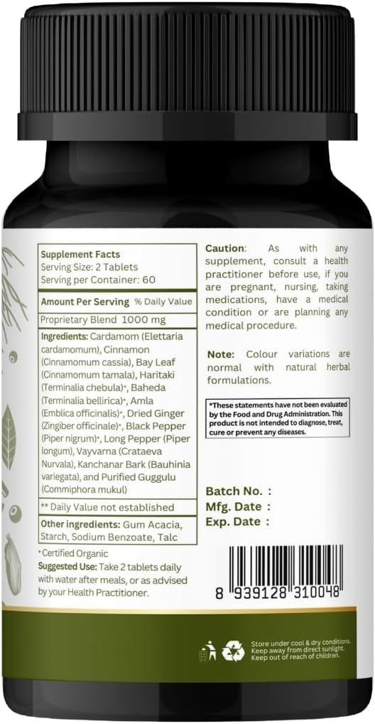 Kanchnar Guggulu 120 Tablets - Supports Detox and Lymphatic Health* - Ayurvedic Formulation - Certified and Vegetarian - Image 7